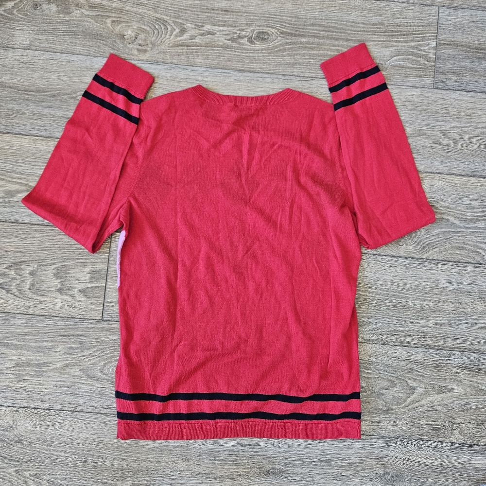Talbots Cherry Red Argyle Pattern Lightweight Kni… - image 3